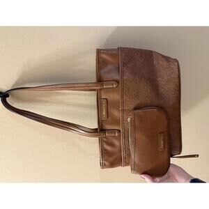Rosetti Brown Vegan Leather Tote Handbag with Matching Pouch